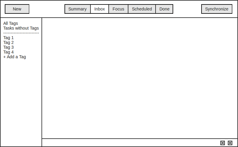 Wireframe of main window