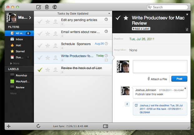 Screenshot of Producteev (Mac)